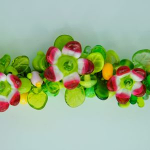 Armband Glasperlen grün Blüten